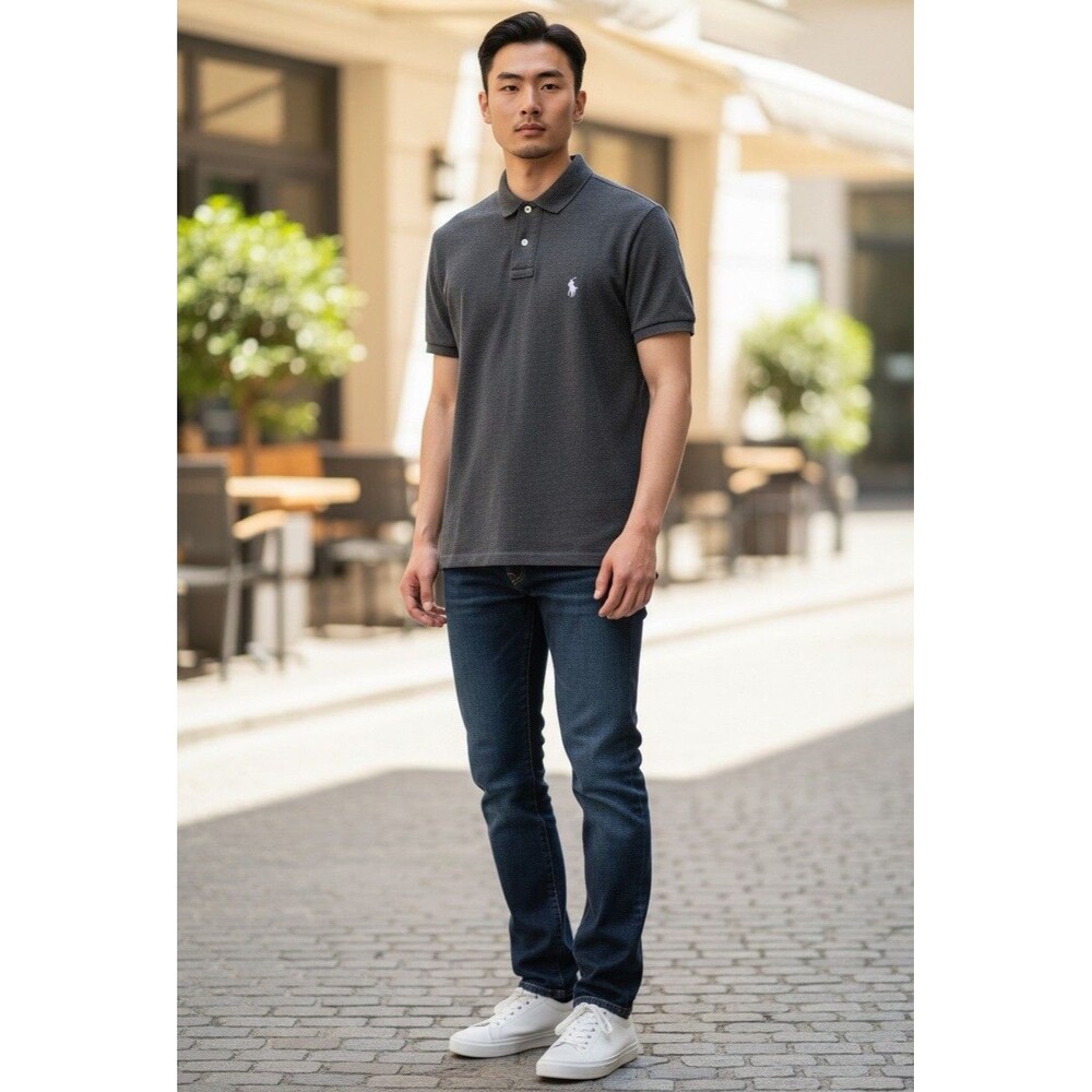 Polo Ralph Lauren Custom Slim Fit Polo Shirt Men’s Medium Charcoal Gray